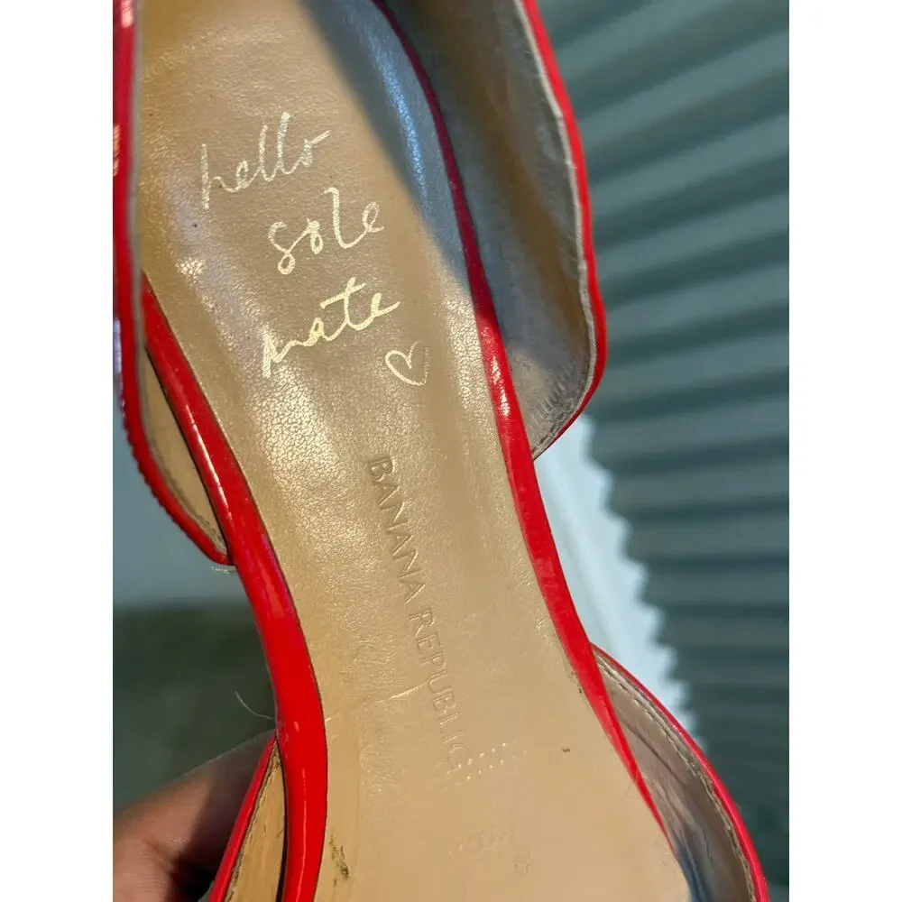 Banana Republic Red Patent Leather Pointed Toe slip on vamp flats Women’s 8